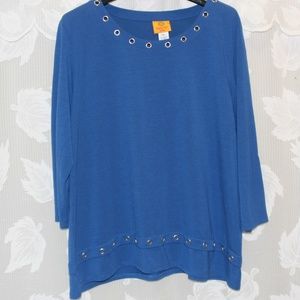 Royal Blue Top with Grommet Detail